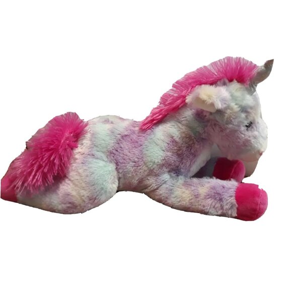 The Petting Zoo Unicorn Blue multiple colors stuffed Plush 12” Glitter Eyes - Picture 3 of 9